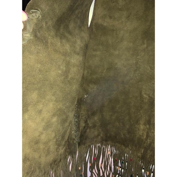 Vintage/ Retro / Groovy Handmade Leather Vest With Fringe , Concho’s & Beads - Picture 5 of 16